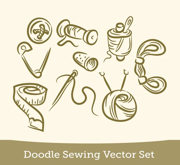 Doodle sewing set — Stock Vector