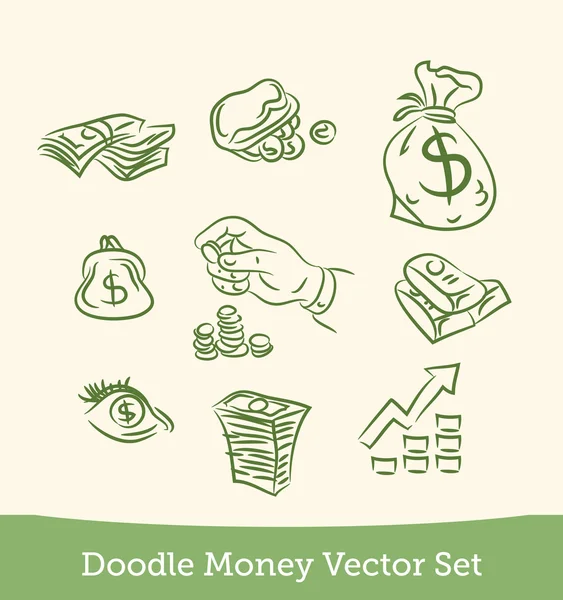 Conjunto de doodle financeiro — Vetor de Stock