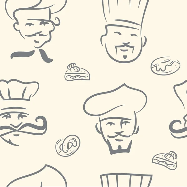 Conjunto de chefs doodle padrão .Seamless — Vetor de Stock
