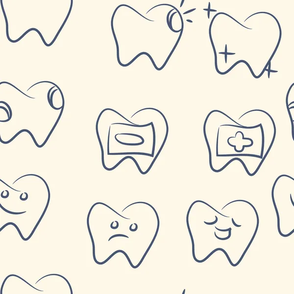 Seamless pattern. doodle teeth set — Stock Vector