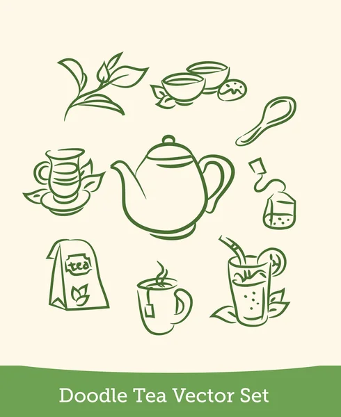 Doodle tea set — Stock Vector