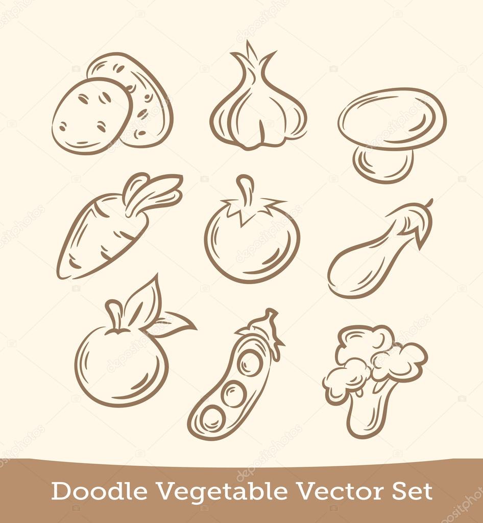 Vegetable set doodle