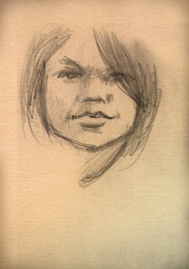 bir kadın bir kroki ile Vintage kağıt