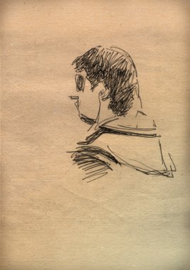 Çocuk bir kroki ile Vintage kağıt