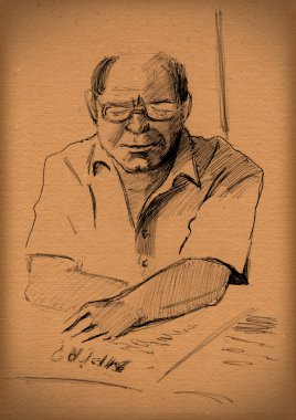 adam kroki tonda bir kağıt üzerinde