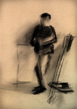 Çocuk bir kroki ile Vintage kağıt