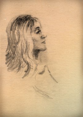 bir kadın bir kroki ile Vintage kağıt