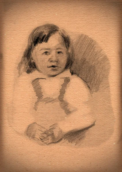 Вінтажний папір з ескізом маленького хлопчика — стокове фото