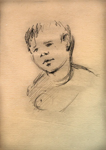 Vintage-Papier mit einer Skizze eines Kindes — Stockfoto