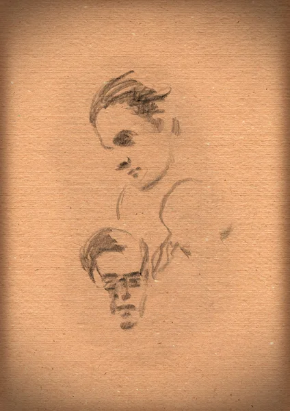 Vintage paper with a sketch of a man — Stock Photo, Image