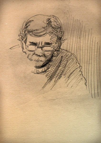Vintage kağıt ile bir adam çizimi — Stok fotoğraf