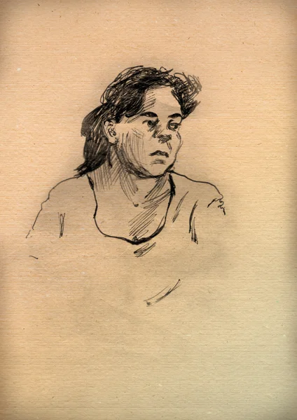Vintage paper with a sketch of a woman — Stock Photo, Image