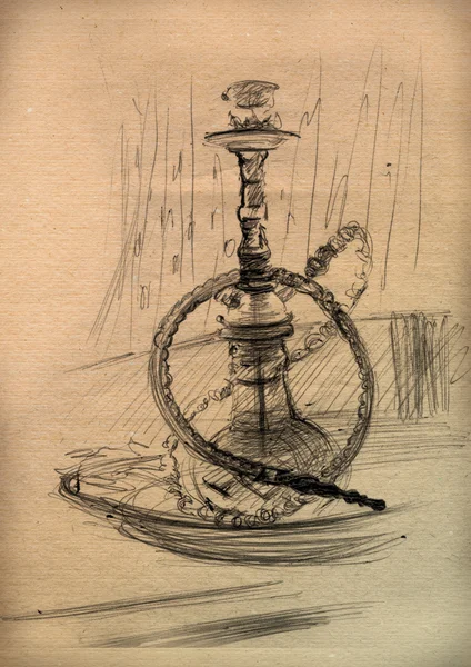 Vintage paper with a sketch of a hookah — Stock Photo, Image