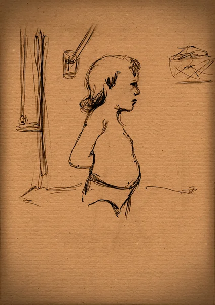 Винтажная бумага с рисунком ребенка — стоковое фото