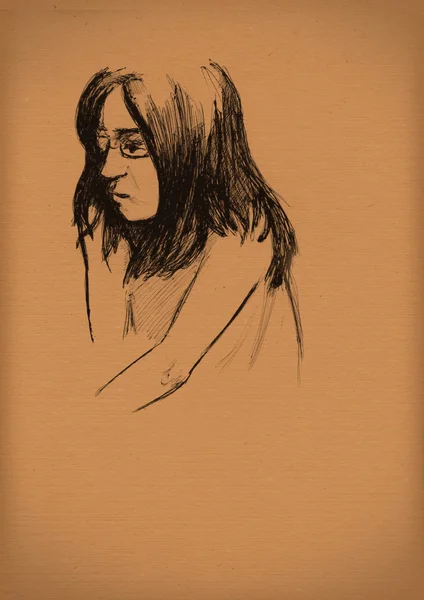Papel vintage con un boceto de una mujer — Foto de Stock