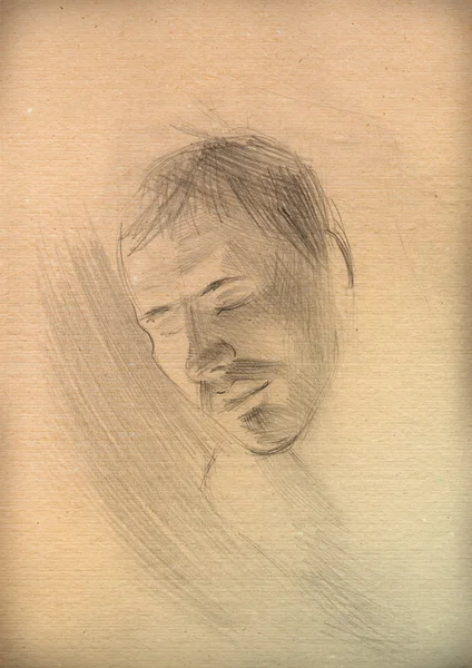 Vintage paper with a sketch of a man — Stock Photo, Image