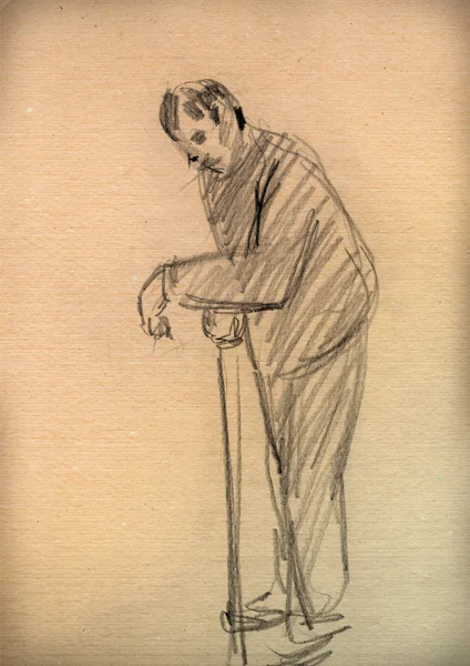 一个男人的素描复古纸 — 图库照片