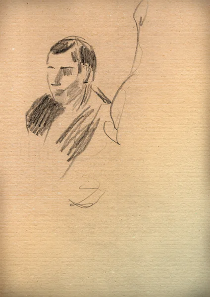 一个男人的素描复古纸 — 图库照片