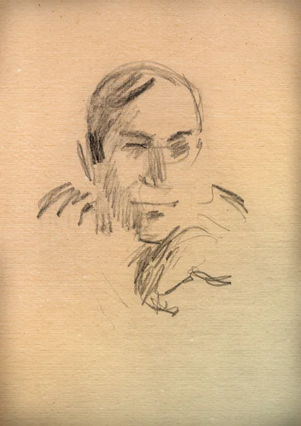 Вінтажний папір з ескізом чоловіка — стокове фото