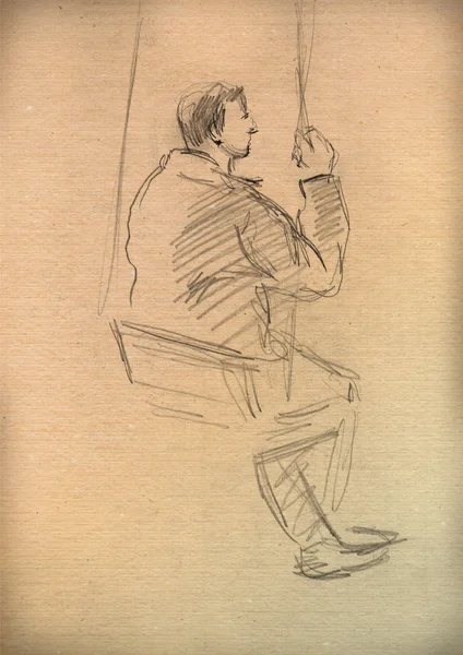 Altpapier mit einer Skizze eines Jungen — Stockfoto
