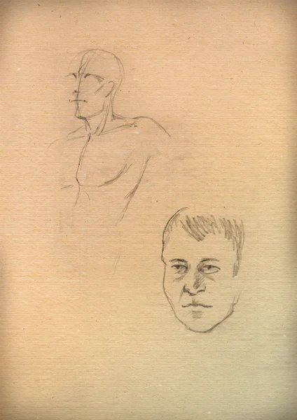 Vintage paper with a sketch of a man — Stock Photo, Image