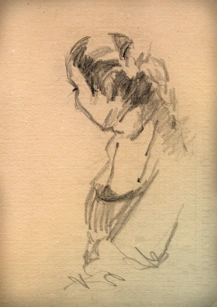 Vintage paper with a sketch of a woman — Stock Photo, Image