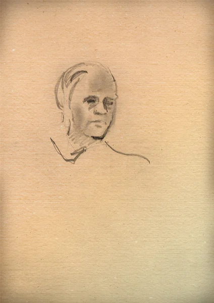 Altpapier mit einer Skizze eines Mannes — Stockfoto