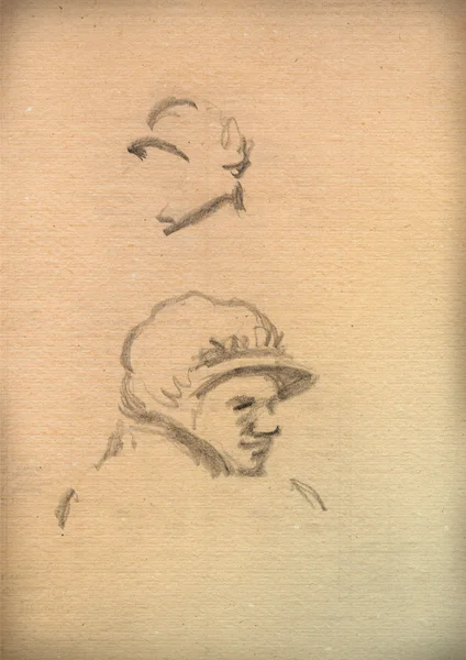 Вінтажний папір з ескізом чоловіка — стокове фото