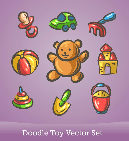 Doodle oyuncak seti — Stok Vektör