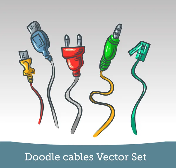 Doodle-Kabel-Set — Stockvektor