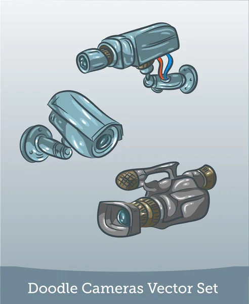 Doodle conjunto de cámara de vídeo — Vector de stock