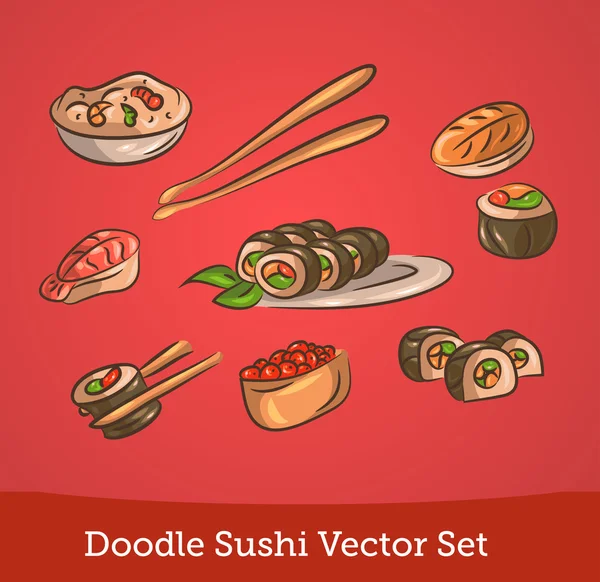 Doodle sushi set — Stock Illustration Doodle sushi set Stock Illustration