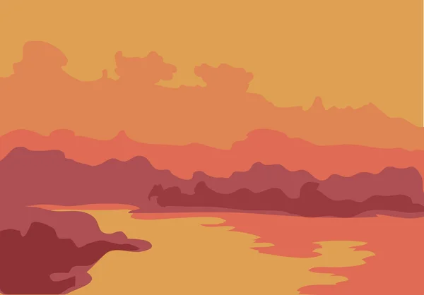 Hermosa puesta de sol mar — Vector de stock