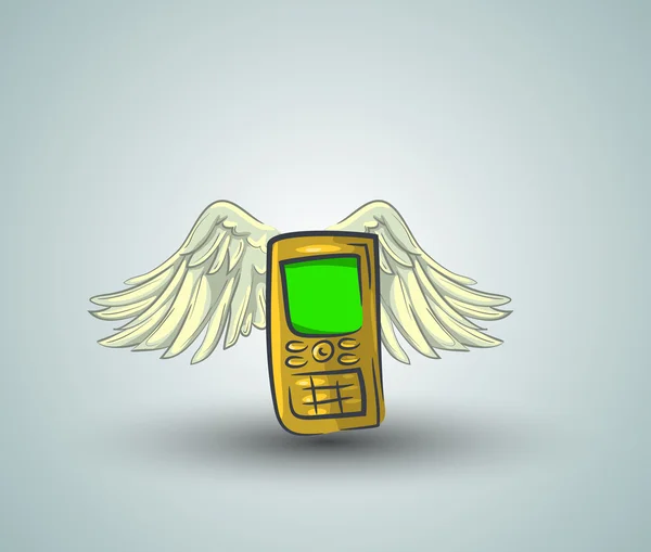 Doodle phone with wings — Stock Vector