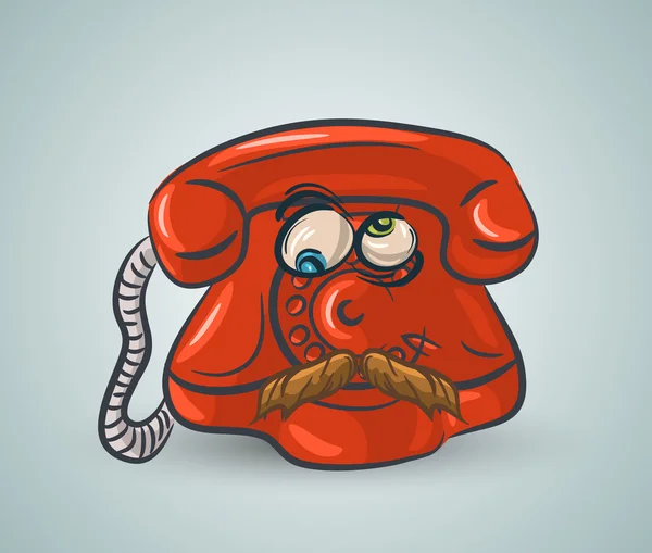 Doodle sjov rød telefon – Stock-vektor
