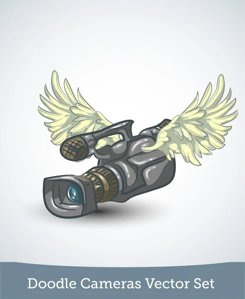 Video Camera with wings — Stock Vector