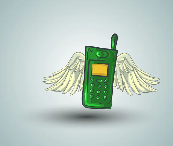 Doodle τηλέφωνο με φτερά — Διανυσματικό Αρχείο