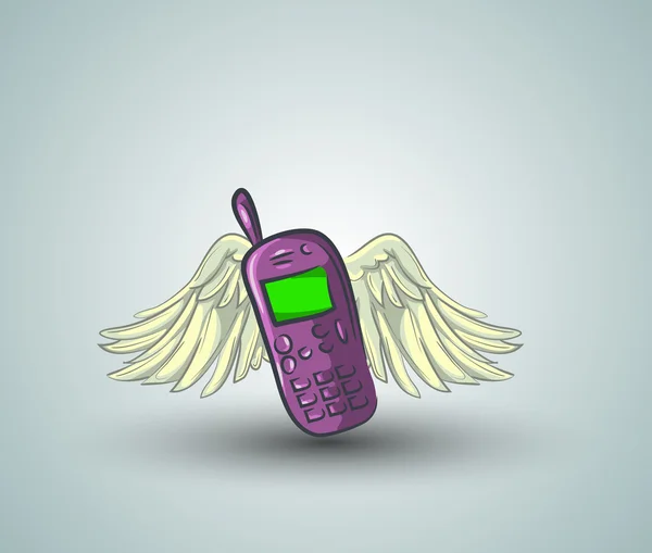 पंखों के साथ डूडल फोन — स्टॉक वेक्टर