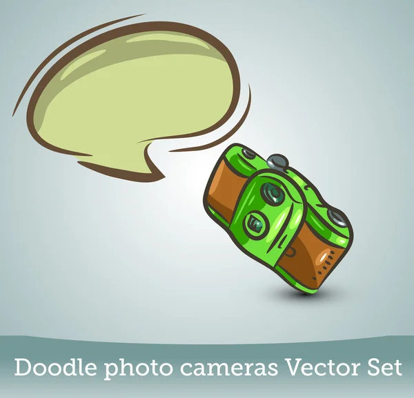 Câmera fotográfica com bolha de fala — Vetor de Stock