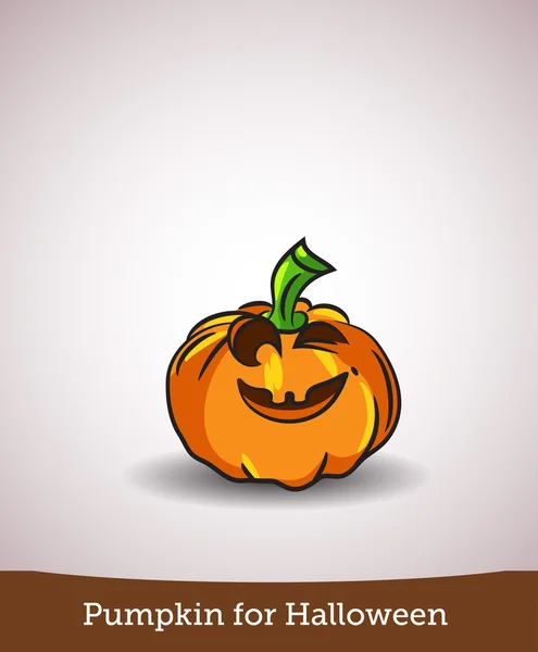 Dibujos animados de halloween sonriente calabaza tallada aislada en blanco — Vector de stock