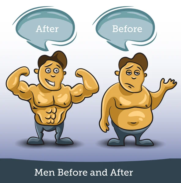 Hombres antes y después, vector — Vector de stock