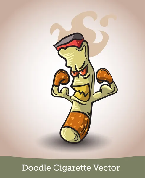 Иллюстрация персонажа мультяшной сигареты с дымом — стоковый вектор