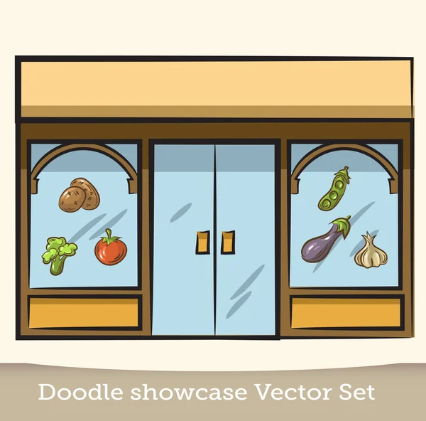 Doodle escaparate vector conjunto — Vector de stock