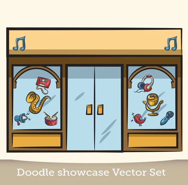 Doodle escaparate vector conjunto — Vector de stock