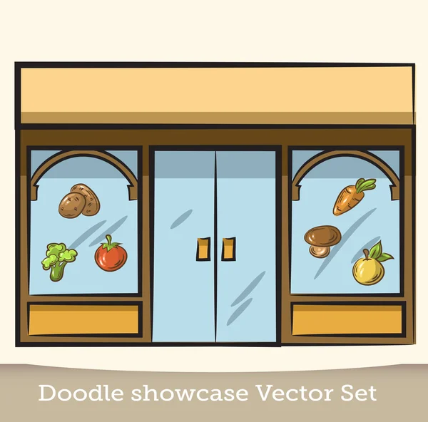 Doodle vitrína vektorové sada — Stockový vektor