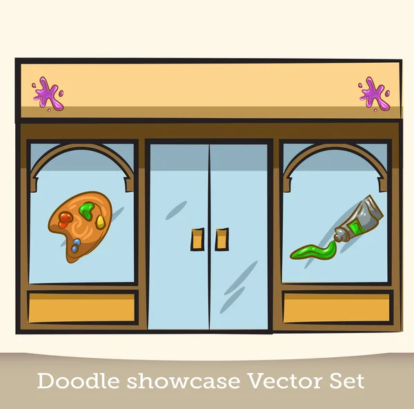 Ensemble vectoriel vitrine Doodle — Image vectorielle