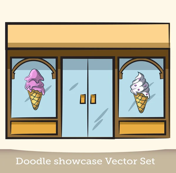 Doodle conjunto vetor vitrine — Vetor de Stock