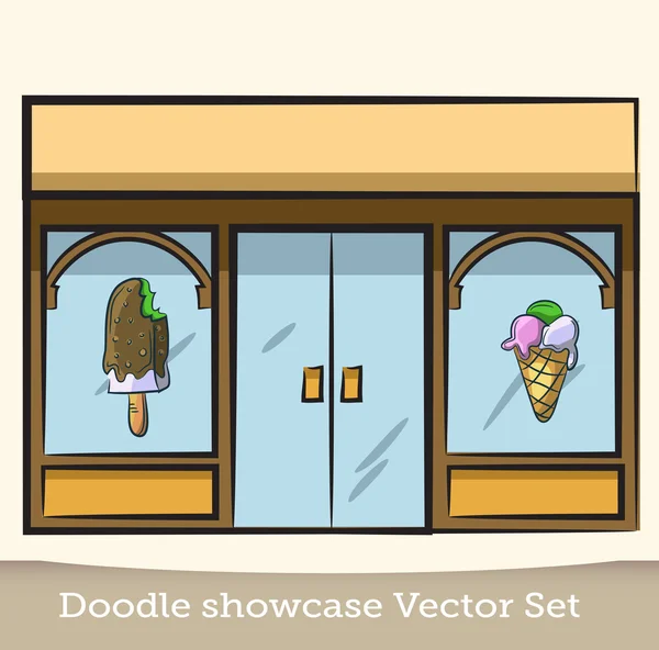 Doodle conjunto vetor vitrine — Vetor de Stock