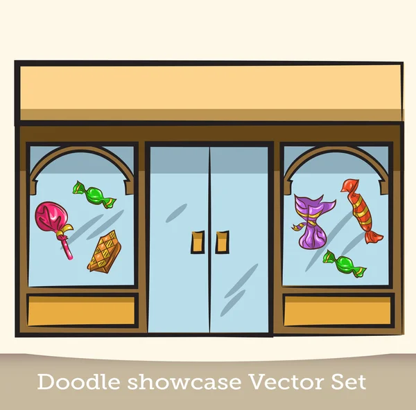 Doodle conjunto vetor vitrine — Vetor de Stock