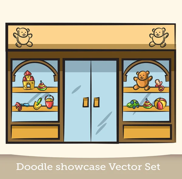 Doodle escaparate vector conjunto — Vector de stock